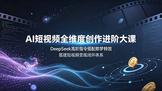 (19153期)AI短视频全维度创作进阶大课,DeepSeek高阶指令搭配即梦特效,搭建短视频变现闭环体系-宇文网创