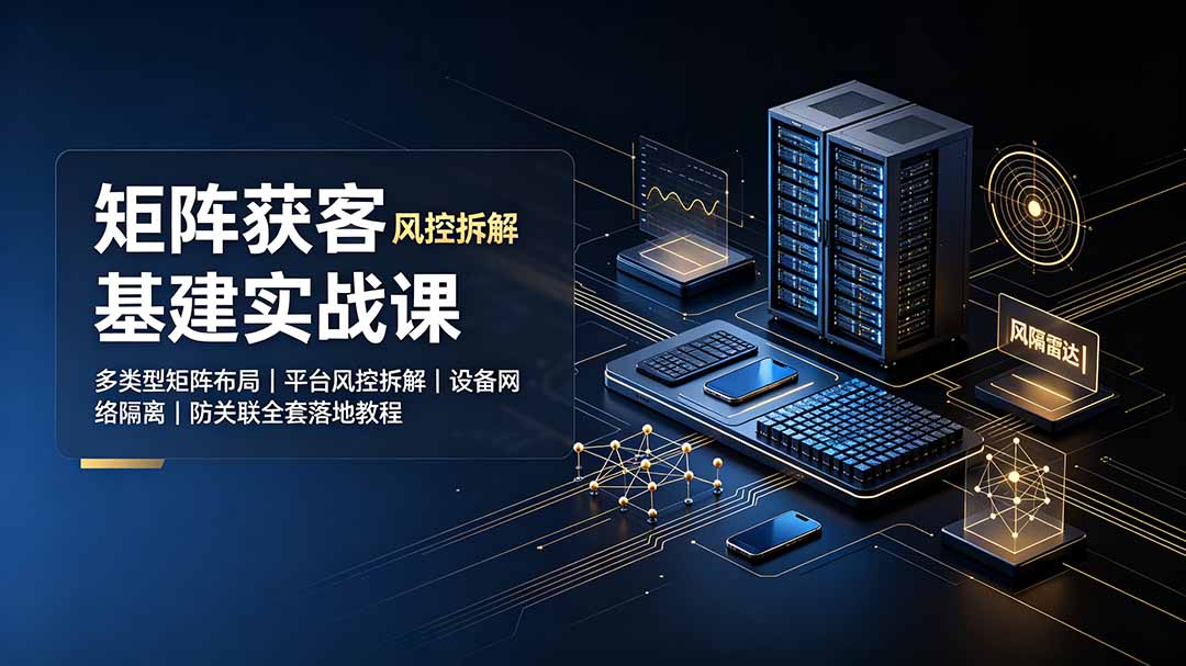 （19319期）矩阵获客基建实战课：多类型矩阵布局｜平台风控拆解｜设备网络隔离｜防关联全套落地教程-宇文网创