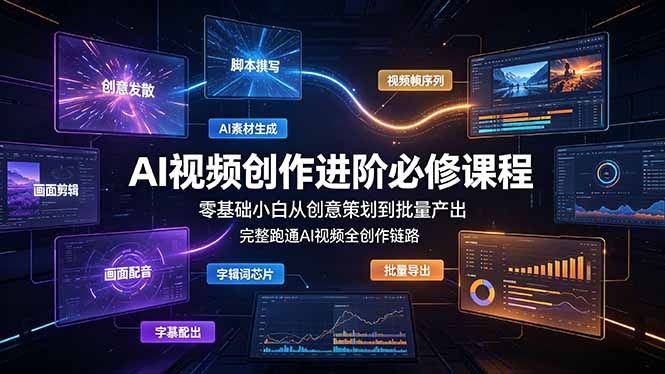 (19159期)AI视频创作进阶必修课程:零基础小白从创意策划到批量产出,完整跑通AI视频全创作链路-宇文网创