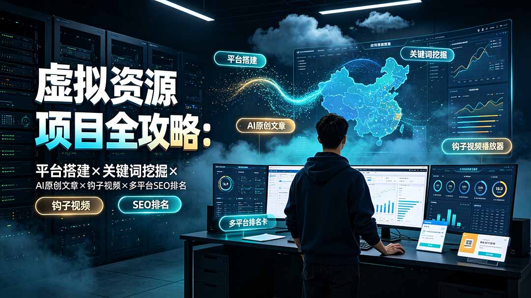 （19322期）虚拟资源项目全攻略：平台搭建×关键词挖掘×AI原创文章×钩子视频×多平台SEO排名-宇文网创