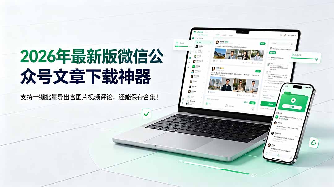 (19486期)2026年最新版微信公众号文章下载神器,支持一键批量导出含图片视频评论,还能保存合集!-宇文网创