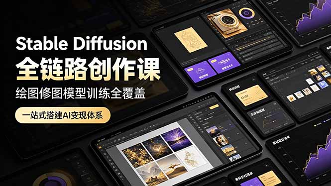 (19154期)Stable Diffusion全链路创作课,绘图修图模型训练全覆盖,一站式搭建AI变现体系-宇文网创