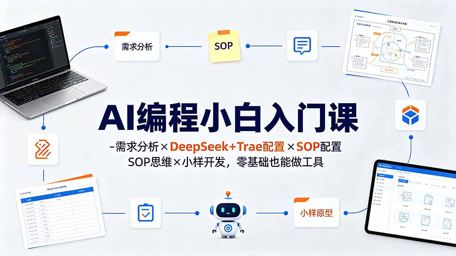 (19539期)AI编程小白入门课-需求分析×DeepSeek+Trae配置×SOP思维×小样开发,零基础也能做工具-宇文网创