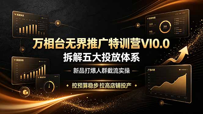 (19184期)万相台无界推广特训营VI0.0,拆解五大投放体系,新品打爆人群截流实操,控预算稳步拉高店铺投产-宇文网创