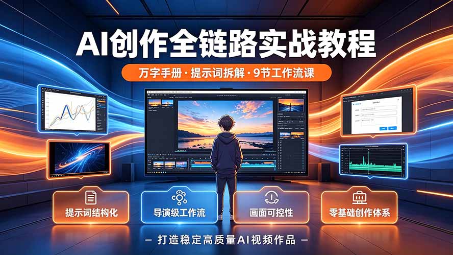 （19247期）AI创作全链路实战教程｜万字手册·提示词拆解·9节工作流课，打造稳定高质量AI视频作品-宇文网创