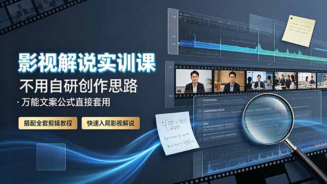(19183期)影视解说实训课:不用自研创作思路,万能文案公式直接套用,搭配全套剪辑教程,快速入局影视解说-宇文网创