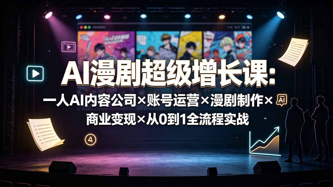 (19553期)AI漫剧超级增长课:一人AI内容公司×账号运营×漫剧制作×商业变现×从0到1全流程实战-宇文网创
