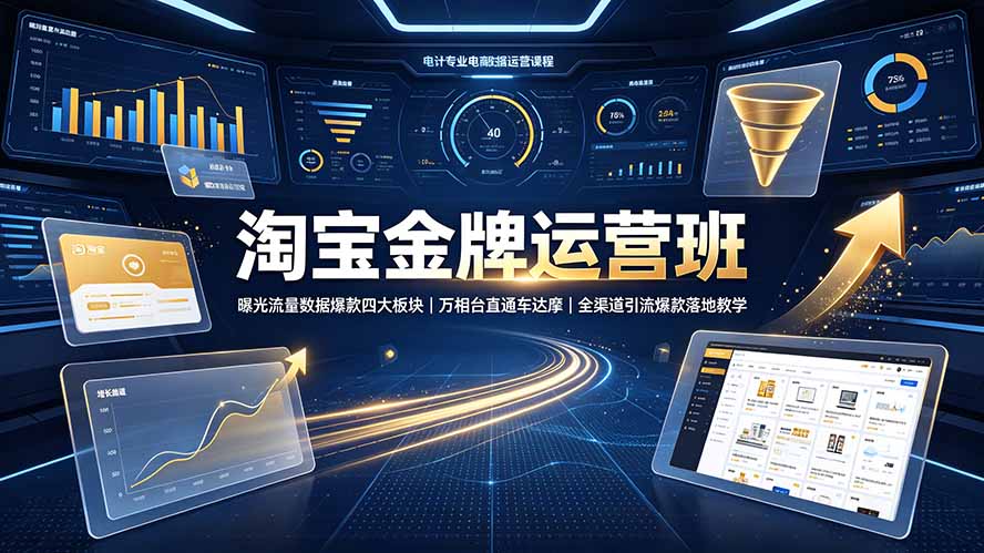 (19434期)淘宝金牌运营班-7月:曝光流量数据爆款四大板块|万相台直通车达摩|全渠道引流爆款落地教学-宇文网创