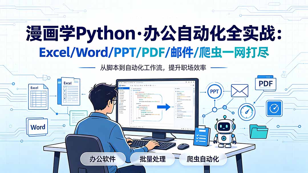 （19270期）漫画学Python·办公自动化全实战：Excel/Word/PPT/PDF/邮件/爬虫一网打尽-宇文网创