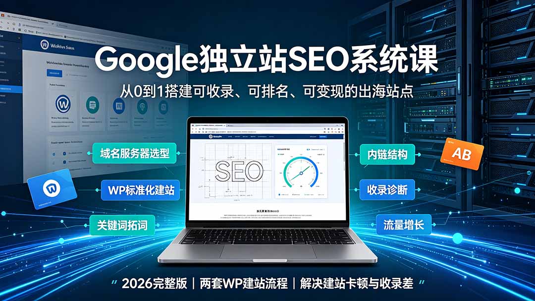 (19426期)Google独立站SEO-7月系统课:出海基建×WordPress建站×AI内容生产×站内外优化×Search Console×AdSense变现-宇文网创