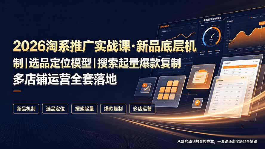 （19272期）2026淘系推广实战课·新品底层机制｜选品定位模型｜搜索起量爆款复制多店铺运营全套落地教程-宇文网创