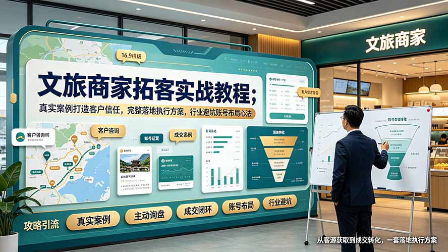 （19273期）文旅商家拓客实战教程；真实案例打造客户信任，完整落地执行方案，行业避坑账号布局心法-宇文网创
