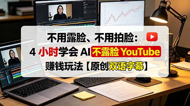 （19161期）不用露脸、不用拍脸：4 小时学会 AI 不露脸 YouTube 赚钱玩法【原创双语字幕】-宇文网创
