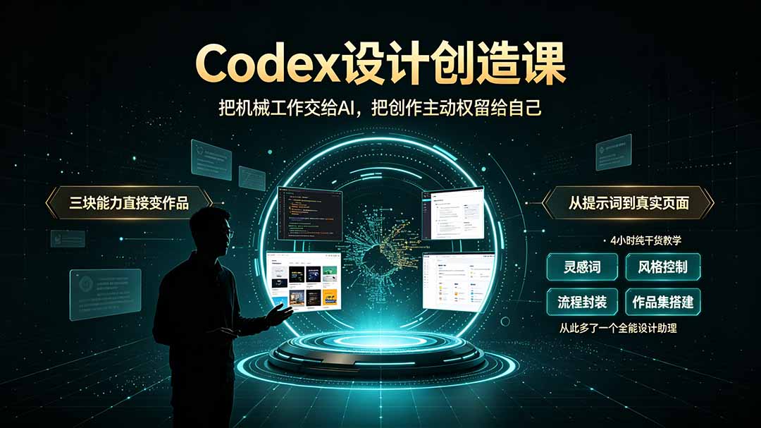 （19362期）Codex设计创造课-2期，小白也能掌握的Codex设计创造技巧，把机械工作交给AI，把创作主动权留给自己-宇文网创