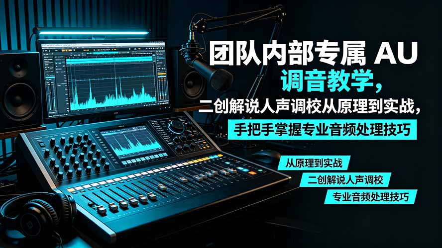 （19517期）某大佬团队内部专属 AU 调音教学，二创解说人声调校从原理到实战，手把手掌握专业音频处理技巧-宇文网创
