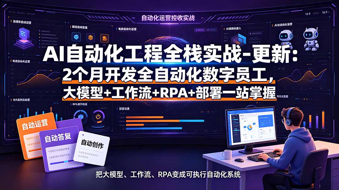 (19279期)AI自动化工程全栈实战-更新:2个月开发全自动化数字员工,大模型+工作流+RPA+部署一站式掌握-宇文网创