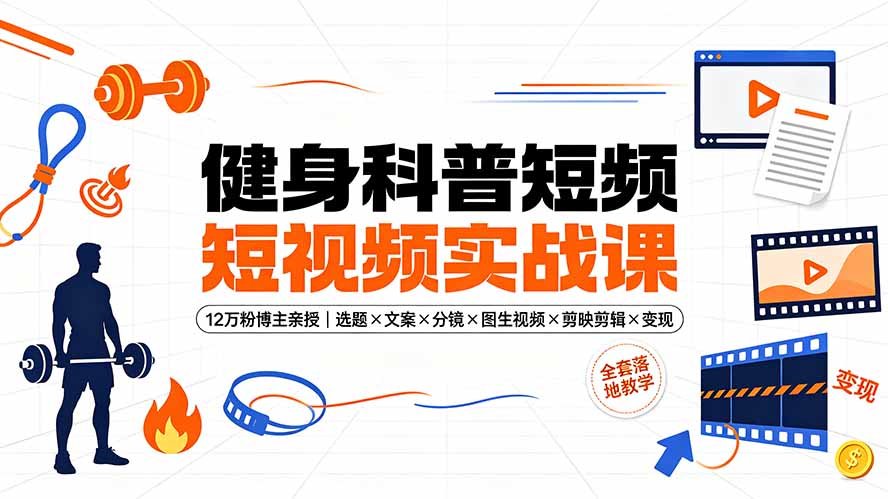 （19312期）健身科普短视频实战课-12万粉博主亲授｜选题×文案×分镜×图生视频×剪映剪辑×变现，全套落地教学-宇文网创