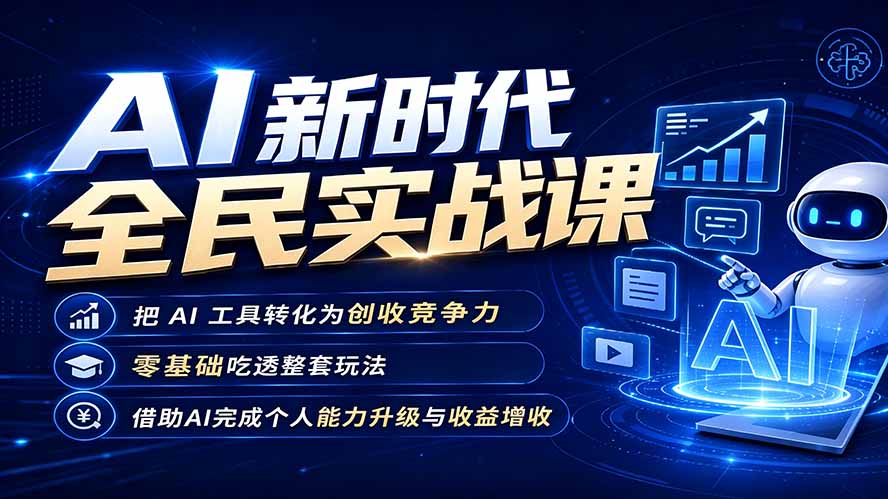 (19519期)AI新时代全民实战课,把 AI 工具转化为创收竞争力,零基础吃透整套玩法,借助AI完成个人能力升级与收益增收。-宇文网创