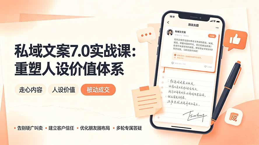 （19313期） 私域文案实战课7.0：重塑人设价值体系｜-告别硬广推销×走心内容×自我价值塑造，实现被动成交-宇文网创