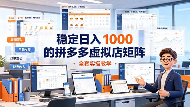 (19253期)稳定日入 1000 的拼多多虚拟店矩阵,全套实操教学-宇文网创
