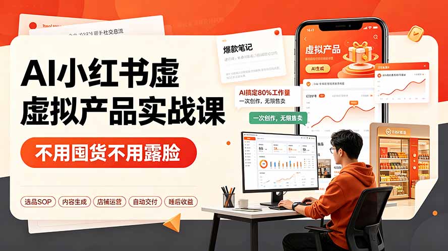（19314期）AI小红书虚拟产品实战课-更新：不用囤货不用露脸，AI搞定80%工作量，一次创作无限售卖睡后收益-宇文网创