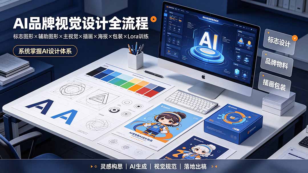 (19372期)AI品牌视觉设计全流程:标志图形×辅助图形×主视觉×插画×海报×包装×Lora训练,系统掌握AI设计体系-宇文网创