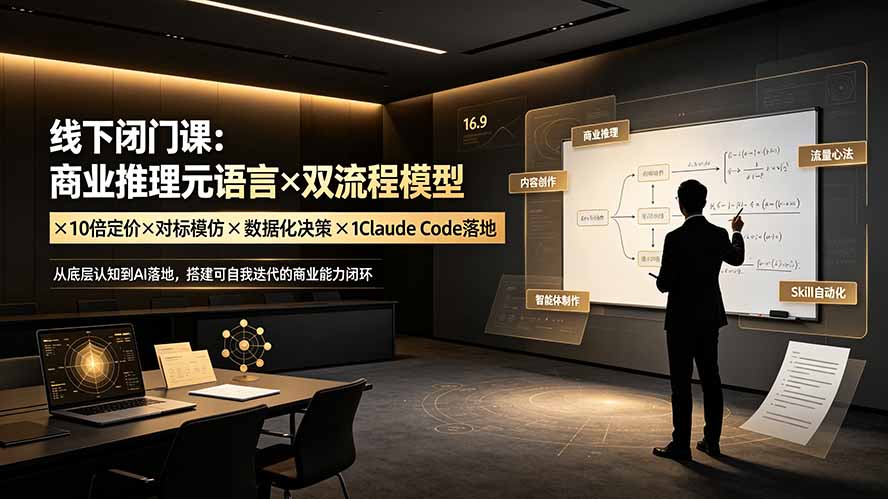 (19381期)线下闭门课:商业推理元语言×双流程模型×10倍定价×对标模仿×数据化决策×Claude Code落地,击穿认知盲区-宇文网创