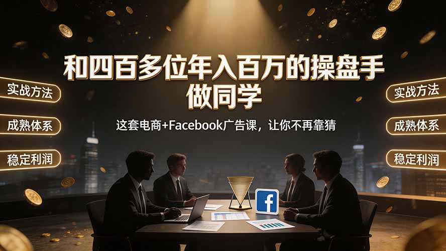 （19592期）和四百多位年入百万的操盘手做同学——这套电商+Facebook广告课，让你不再靠猜【原创双语字幕】-宇文网创