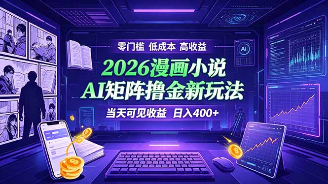 (19219期)爆款小说漫画大阅读 ai矩阵操作 当天可见收益 日入400+ 零门槛 高收益-宇文网创