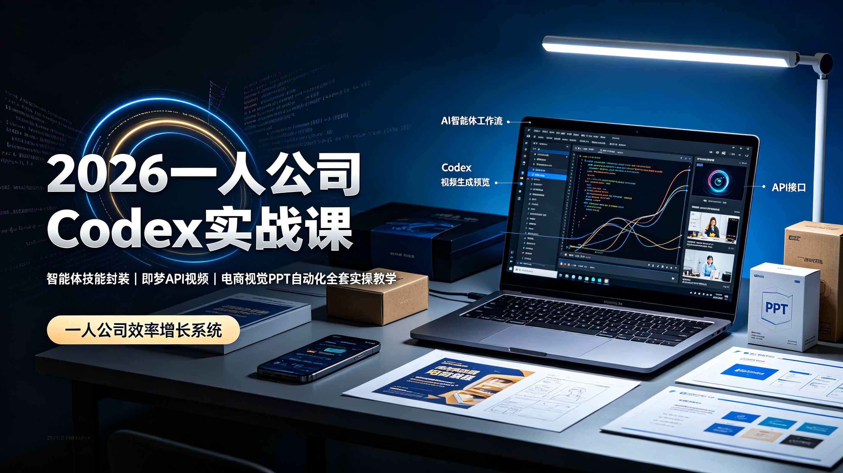 （19503期）2026一人公司Codex实战课◆智能体技能封装｜即梦API视频｜电商视觉PPT自动化全套实操教学-宇文网创
