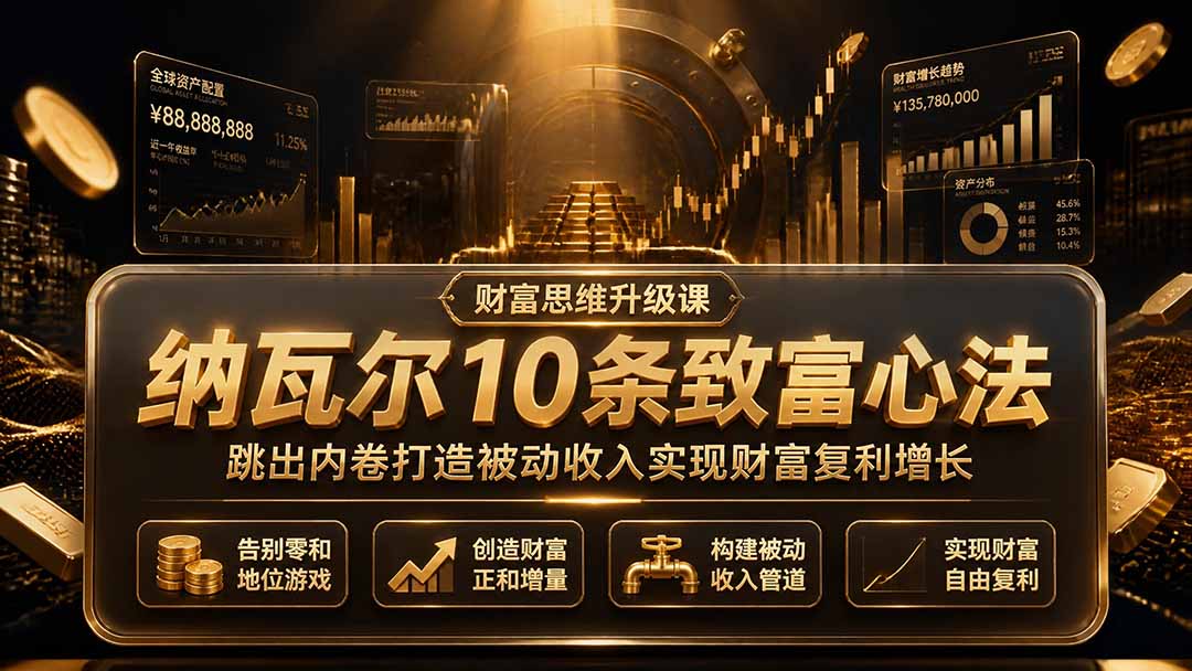 (19628期)付费文章:纳瓦尔10条致富心法,跳出内卷打造被动收入实现财富复利增长-宇文网创