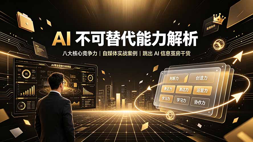 （19344期）付费文章：AI 不可替代能力解析▸八大核心竞争力｜自媒体实战案例｜跳出 AI 信息茧房干货-宇文网创