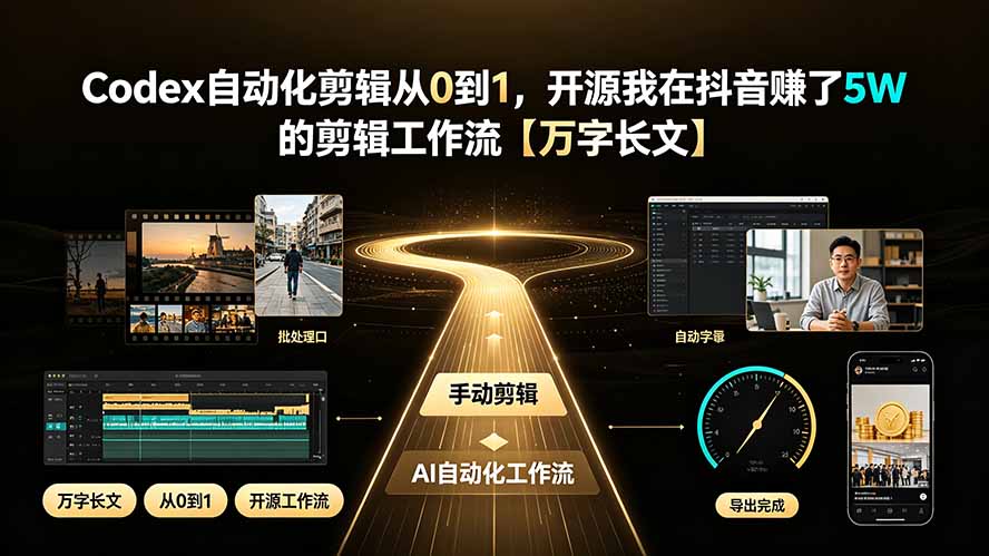 （19504期）Codex自动化剪辑从0到1，开源我在抖音赚了5W 的剪辑工作流【万字长文】-宇文网创