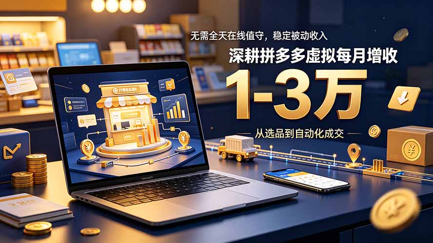 (19326期)无需全天在线值守,稳定被动收入,深耕拼多多虚拟每月增收 1-3 万-宇文网创