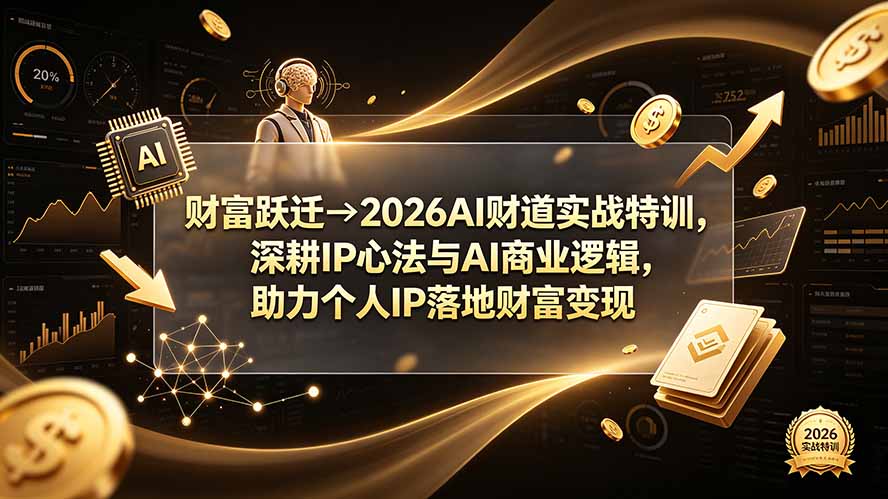 （19547期）财富跃迁→2026AI财道实战特训，深耕IP心法与AI商业逻辑，助力个人IP落地财富变现-宇文网创