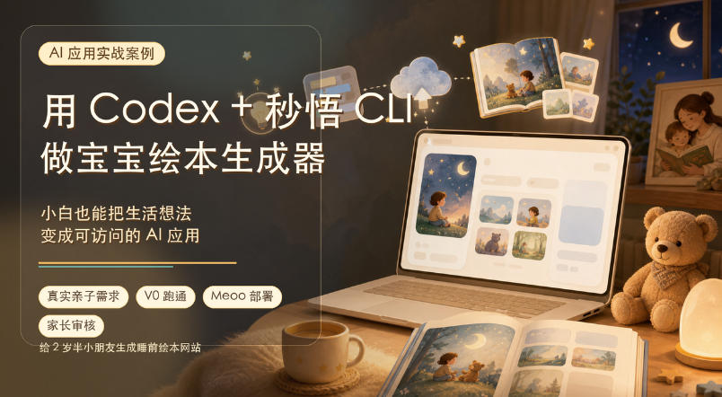 (19415期)AI应用实战案例,用Codex+秒悟CLl做宝宝绘本生成器,小白也能把生活想法变成可访问的AI应用-宇文网创