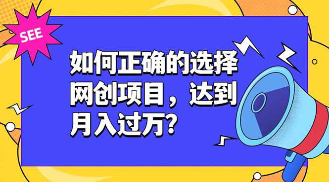 （19176期）如何正确的选择网创项目，达到月入过万？，本课程教你正确选择项目。-宇文网创