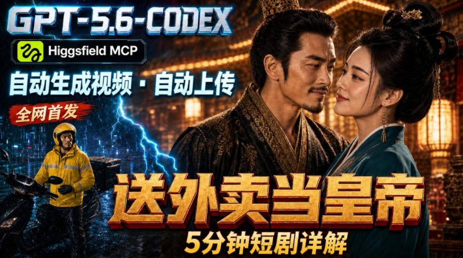 GPT-5.6 Codex+Higgsfield MCP:一条指令生成5分钟短剧并自动上传YouTube(油管)-宇文网创