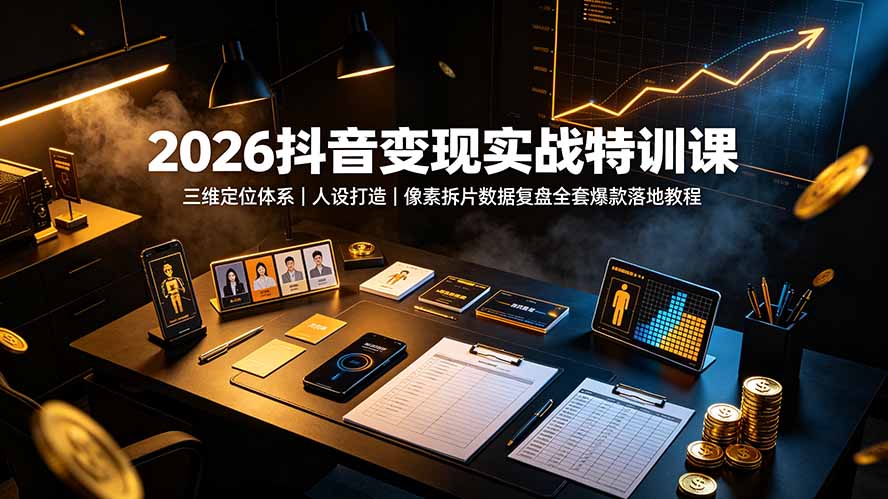 (19419期)2026抖音变现实战特训课:三维定位体系|人设打造|像素拆片数据复盘全套爆款落地教程-宇文网创