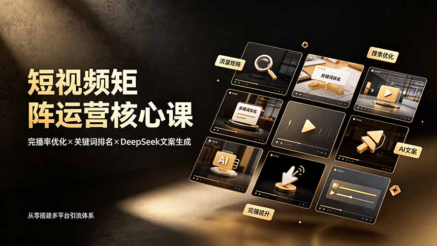 （19259期）短视频矩阵运营核心课：完播率优化×关键词排名×DeepSeek文案生成，从零搭建多平台引流体系-宇文网创