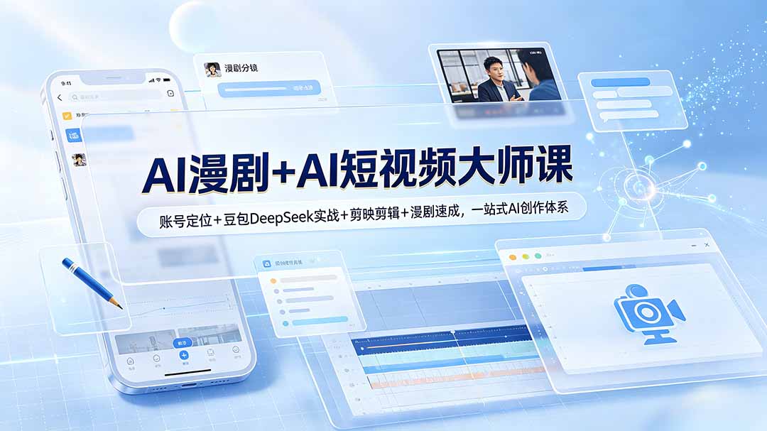 (19147期)AI漫剧+AI短视频大师课:账号定位+豆包DeepSeek实战+剪映剪辑+漫剧速成,一站式AI创作体系-宇文网创