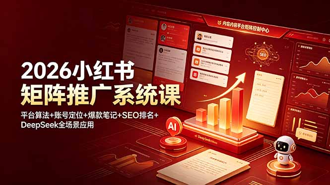 （19129期）2026小红书矩阵推广系统课：平台算法+账号定位+爆款笔记+SEO排名+DeepSeek全场景应用-宇文网创