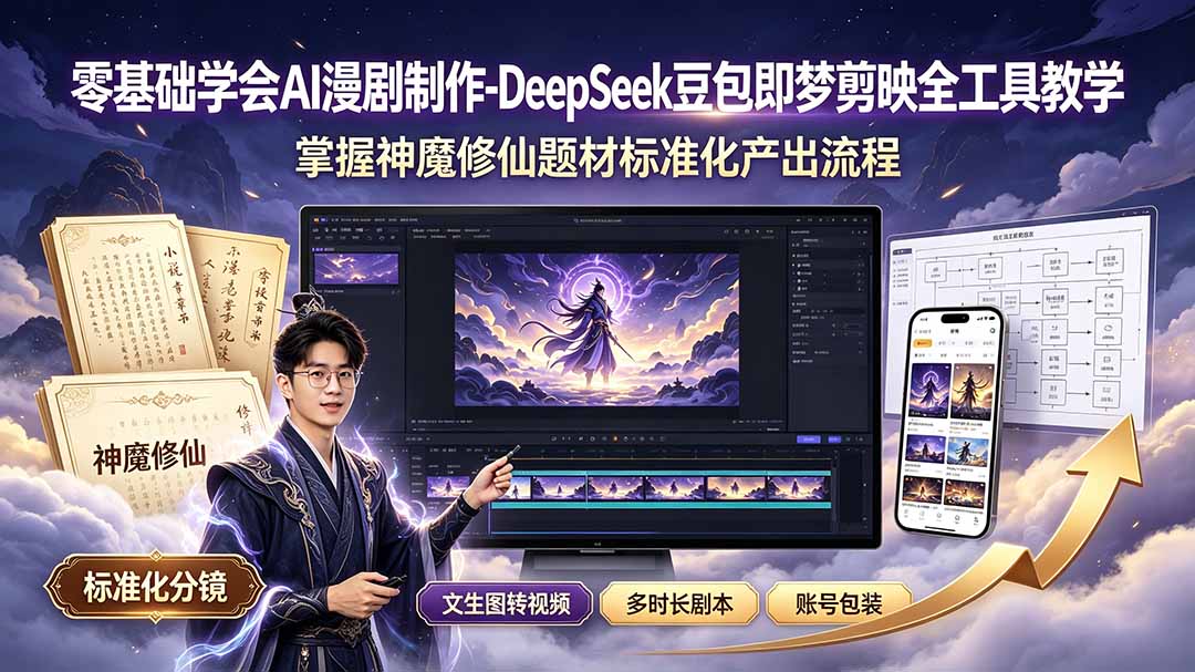 （19263期）零基础学会AI漫剧制作-DeepSeek豆包即梦剪映全工具教学，掌握神魔修仙题材标准化产出流程-宇文网创