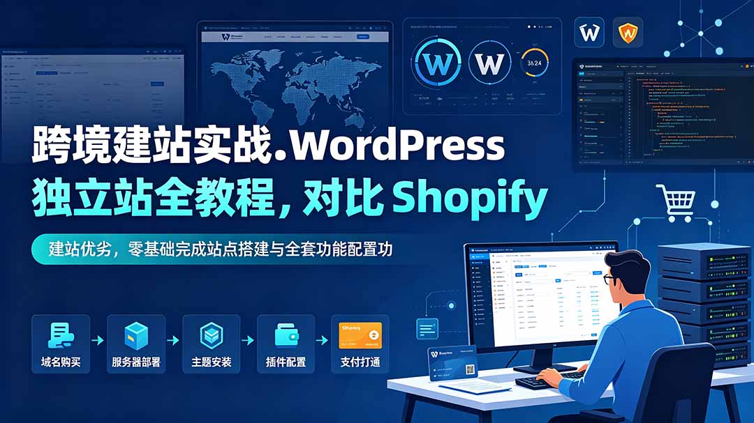 （19546期）跨境建站实战：WordPress 独立站全教程，对比 Shopify 建站优劣，零基础完成站点搭建与全套功能配置-宇文网创