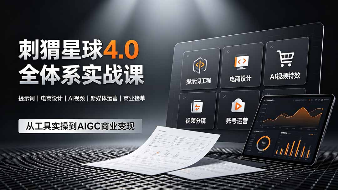 （19224期）刺猬星球4.0全体系实战课，覆盖提示词工程、电商设计、AI视频特效与新媒体运营，一站式掌握AIGC商业核心技能-宇文网创