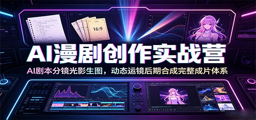 AI漫剧创作实战营：AI剧本分镜光影生图，动态运镜后期合成完整成片体系-宇文网创