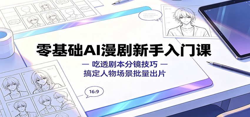 零基础AI漫剧新手入门课:吃透剧本分镜技巧,搞定人物场景批量出片-宇文网创