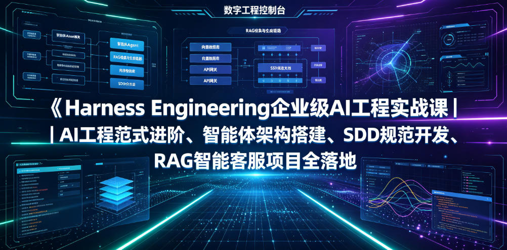 Harness Engineering企业级AI工程实战课｜AI工程范式进阶、智能体架构搭建、SDD规范开发、RAG智能客服项目全落地-宇文网创
