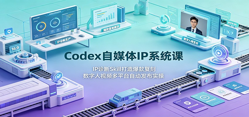 Codex自媒体IP系统课:IP诊断Skill打造爆款复刻,数字人视频多平台自动发布实操-宇文网创