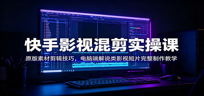 快手影视混剪实操课：原版素材剪辑技巧，电脑端解说类影视短片完整制作教学-宇文网创